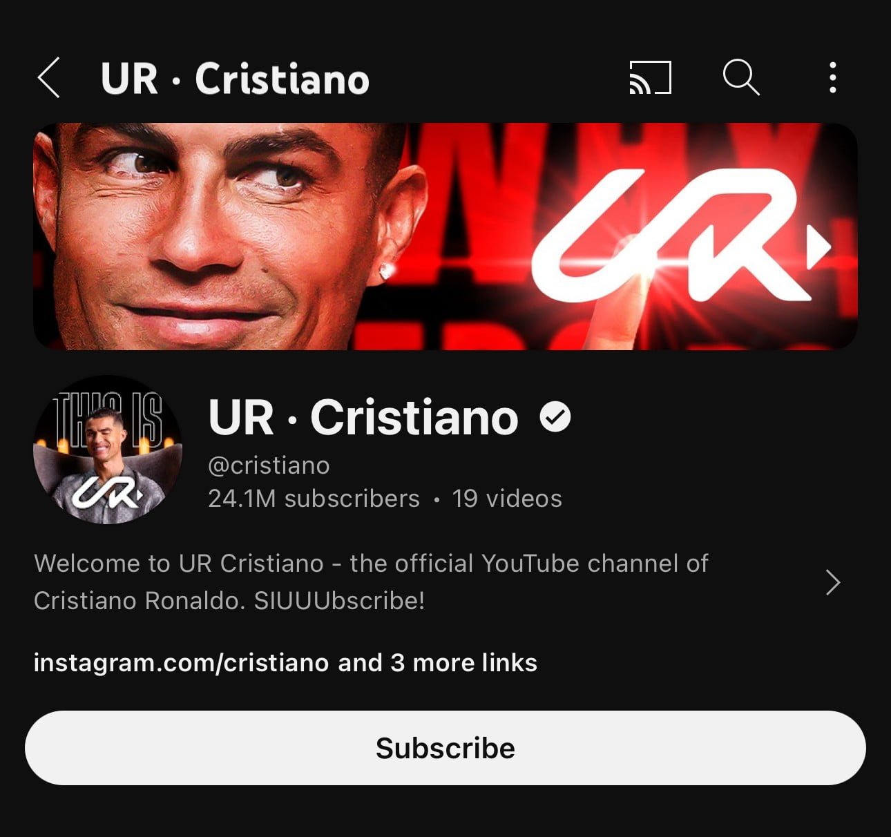 تحطيم كريستيانو رونالدو لرقم المشاركين في يوتيوب